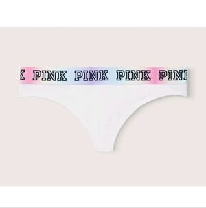 New Victoria's Secret Pink White Thong Panty NWT Large